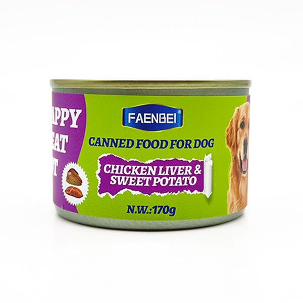 کنسرو سگ فنبی مدل Happy Meat Pot طعم جگر مرغ و سیب زمینی شیرین