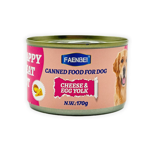 کنسرو سگ فنبی مدل Happy Meat Pot طعم پنیر و زرده تخم‌ مرغ