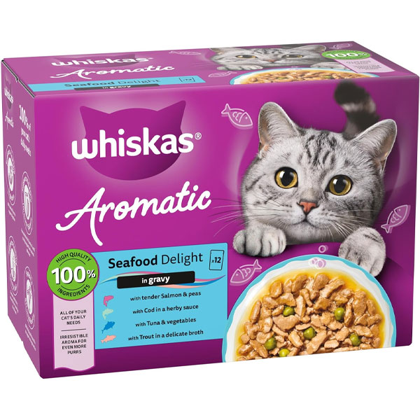 پوچ گربه AROMATIC ویسکاس طعم ماهی تن و سبزیجات در سس