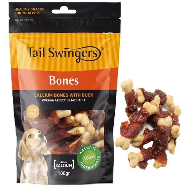 تشویقی توله سگ تیل سوینگرز مدل دورپیچ استخوان با طعم اردک
