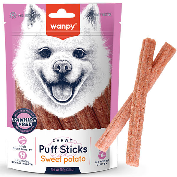 تشویقی سگ ونپی مدل Chewy Puff Sticks Sweet Potato