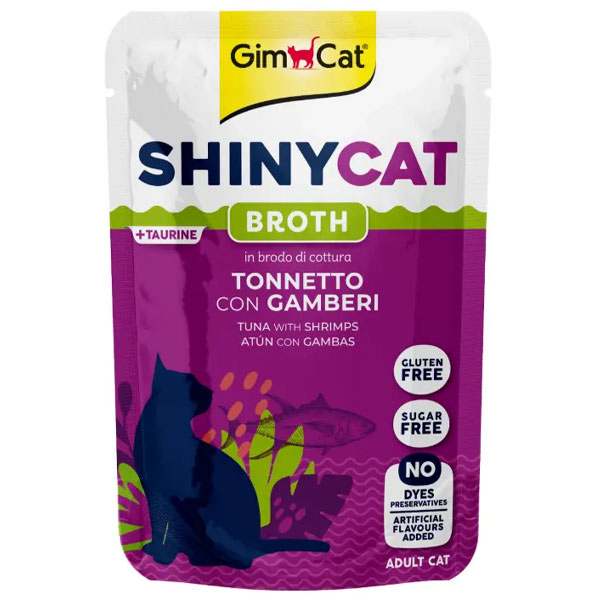 پوچ گربه SHINY CAT جیم کت طعم ماهی تن و میگو در آب گوشت