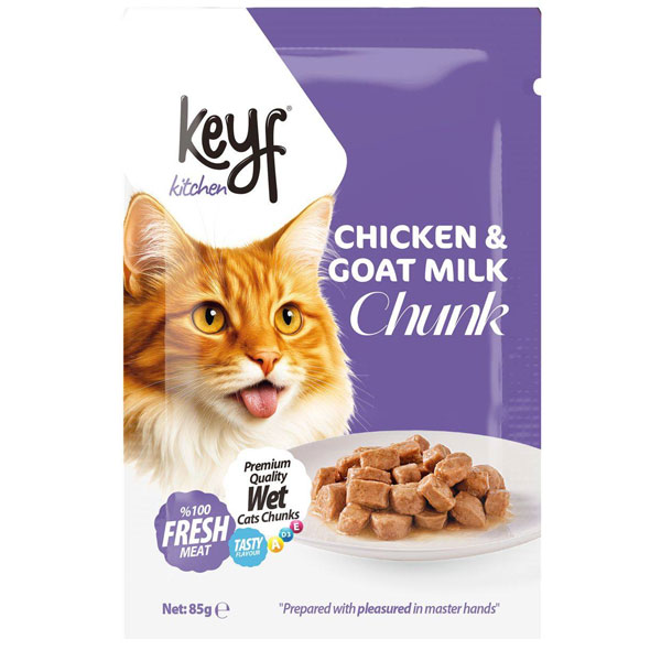 پوچ گربه keyf با طعم مرغ و شیر بز