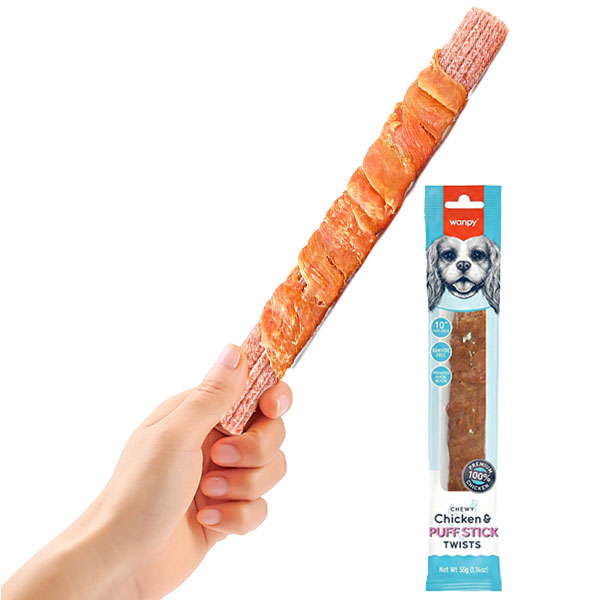 تشویقی سگ ونپی مدل Chewy Chicken Jerky & Puff Sticks Twists